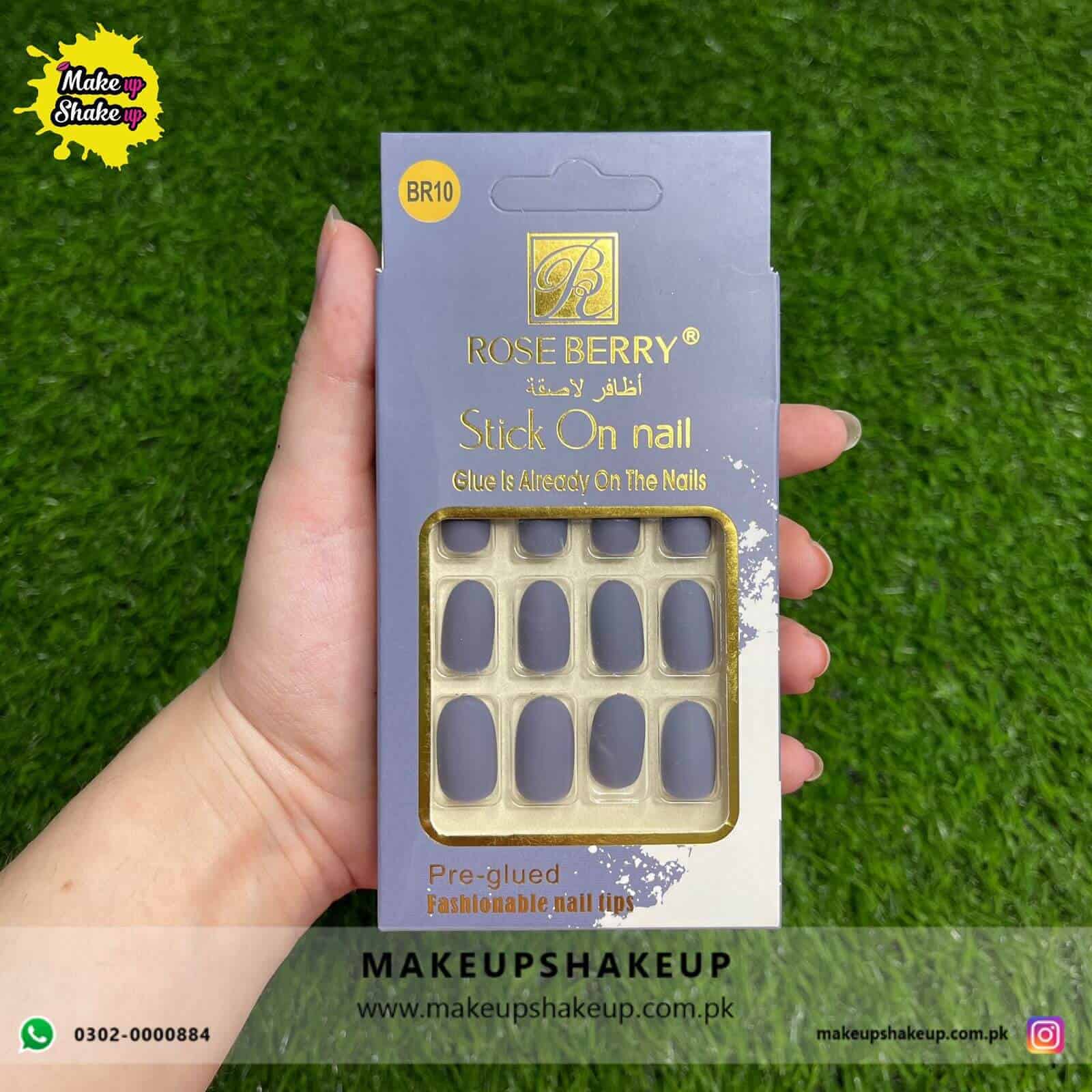 Roseberry Stick On Nails ( BR10 ) - Makeup Shakeup (Pvt) Ltd